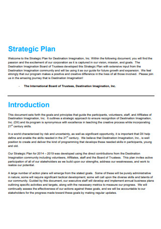 Printable International Strategic Plan