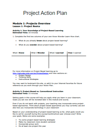 Printable Project Action Plan
