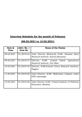 Printable Research Interview Schedule