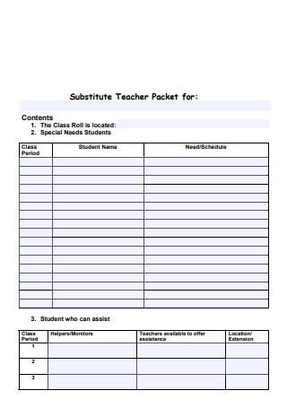 Printable Substitute Teacher Lesson Plan