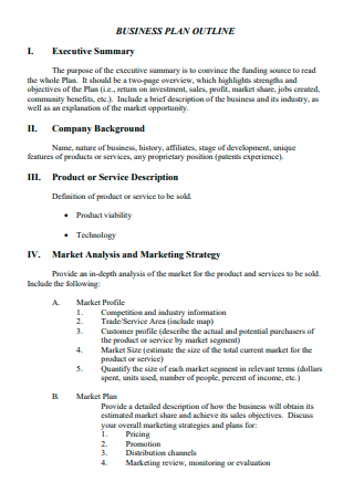 Product Business Plan Outline