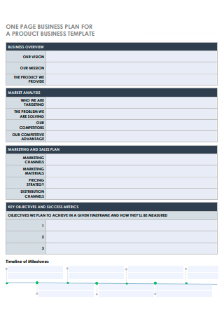 Product One Page Business Plan Template