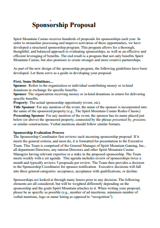 Program Sponsorship Proposal in PDF
