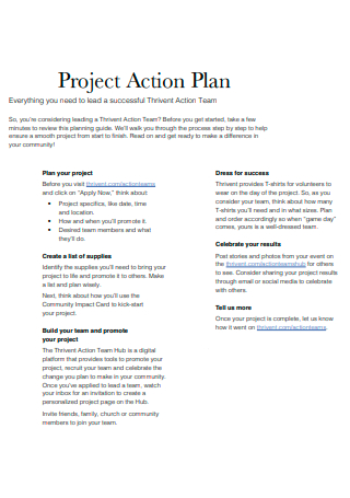 Project Action Plan Format