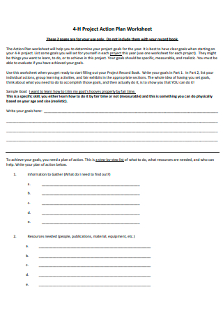 Project Action Plan Worksheet