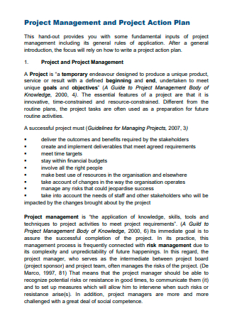 Project Management Action Plan