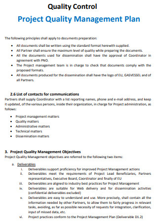Project Quality Control Management Plan