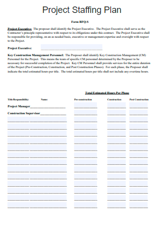 Project Staffing Plan Template