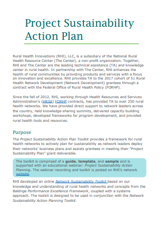 Project Sustainability Action Plan