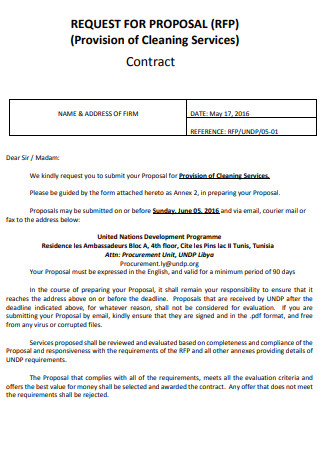Provision of Cleaning Service Contract Proposal