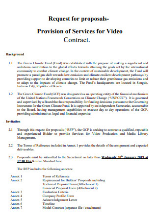 Provision of Video Contract Proposal