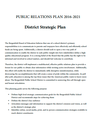 Public Relations District Strategic Plan