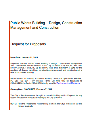 Public Works Building Construction Proposal