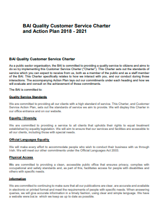 Quality Customer Service Charter Action Plan