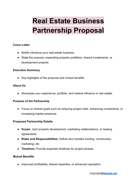 Real Estate Business Partnership Proposal