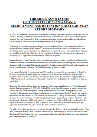 Recruitment and Retention Strategic Plan Report Summary