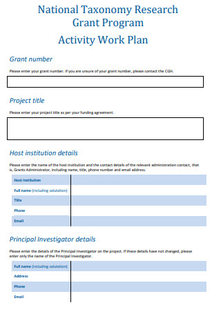 Research Activity Work Plan