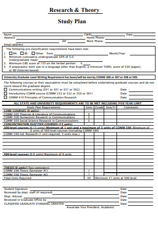 Research And Theory Study Plan