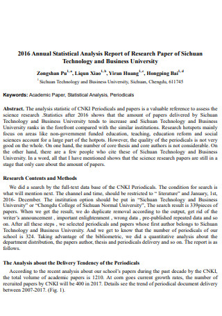 Research Annual Statistical Analysis Report
