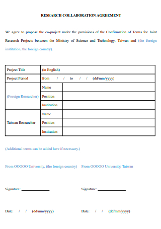 Research Collaboration Agreement Format
