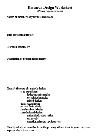 Research Design Worksheet