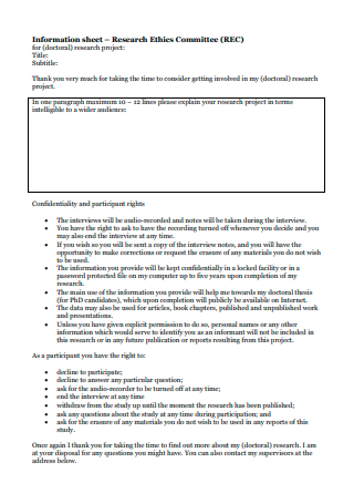Research Ethics Committee Information Sheet