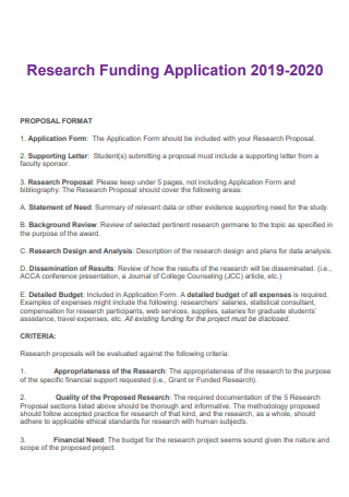 Research Funding Application Proposal Format