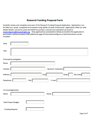 Research Funding Proposal Form