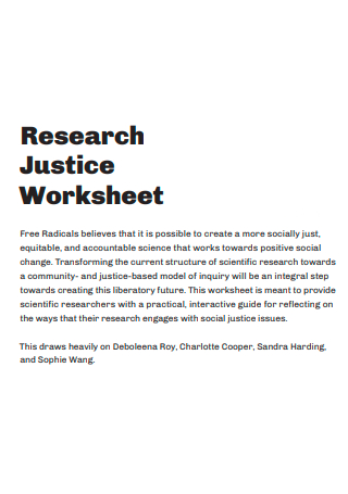 Research Justice Worksheet
