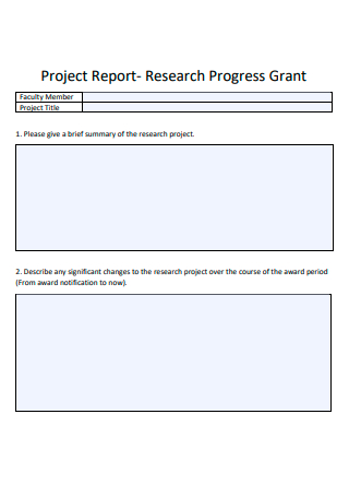 Research Progress Grant Project Report