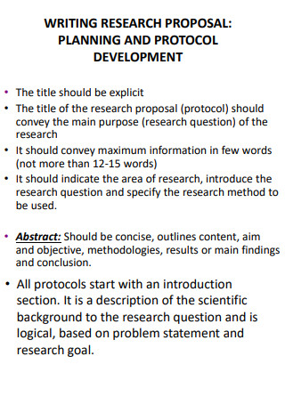 Research Proposal Plan Development