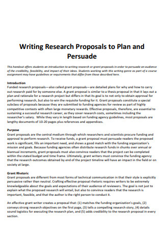 Research Proposals to Plan