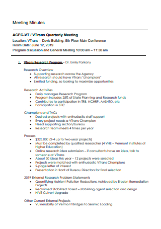 Research Quarterly Meeting Minutes