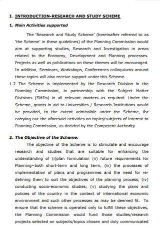 Research Study Scheme Plan