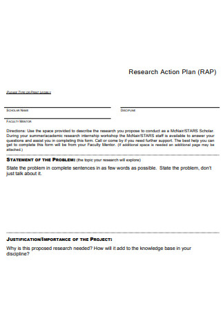 Research Work Action Plan