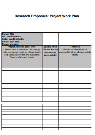 Research Work Plan Project Proposal