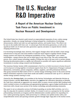 Research and Development Imperative Report