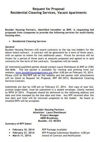 Residential Cleaning Service Contract Proposal