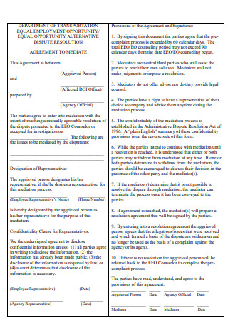 Resolution Agreement to Mediate
