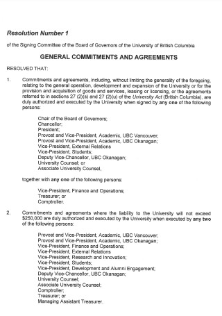 Resolution Commitments And Agreement