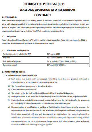 Restaurant Lease Contract Proposal