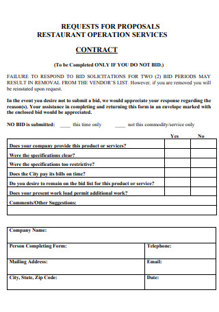 Restaurant Operation Service Contract Proposal