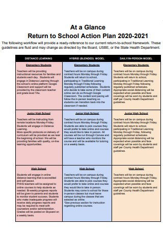 Return to School Action Plan