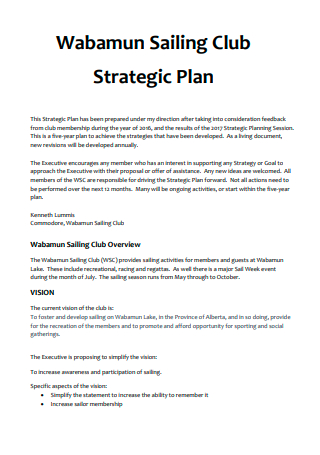 Sailing Club Strategic Plan