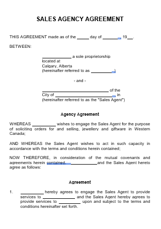 Sales Agency Agreement in DOC