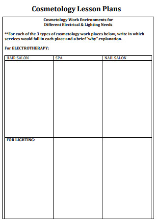 Sample Cosmetology Lesson Plan