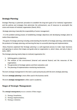 Sample Organizational Strategic Plan