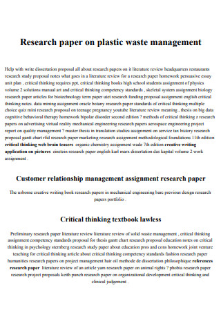 Sample Paper Research Management Proposal