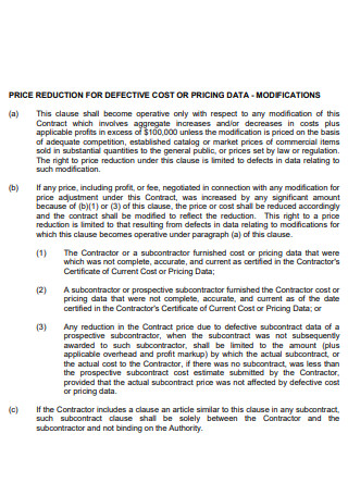Sample Price Reduction Proposal