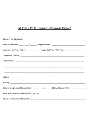 Sample Research Progress Report